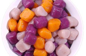 孩子爱吃的牛奶紫薯芋圆，软糯好吃，营养美味，不错的育儿美食